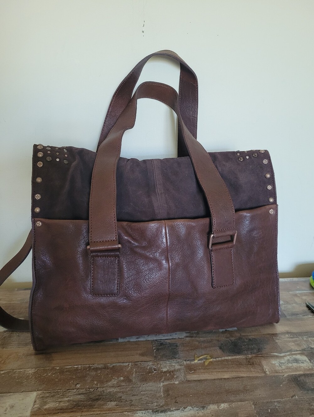Free People We The Free Shay Stud Tote Leather Suede Bag - Picture 7 of 13